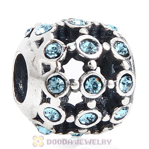 Antique Sterling Silver In the Spotlight Bead with Aquamarine Austrian Crystal