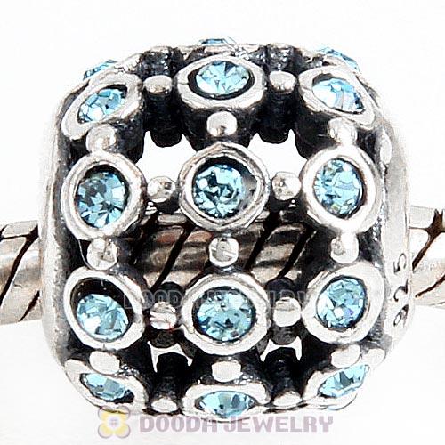 Antique Sterling Silver In the Spotlight Bead with Aquamarine Austrian Crystal