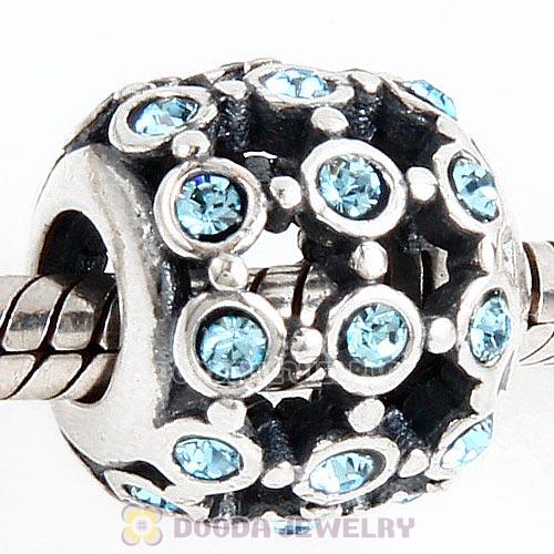 Antique Sterling Silver In the Spotlight Bead with Aquamarine Austrian Crystal