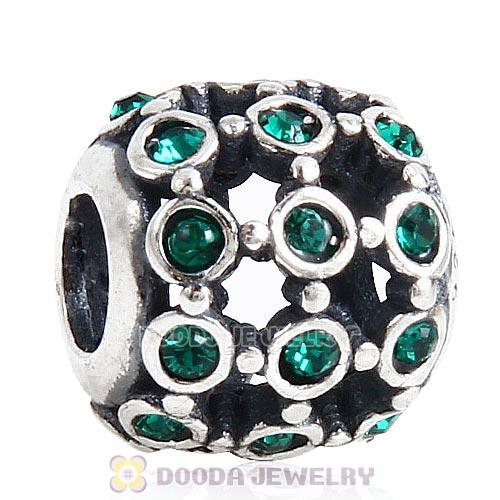 Antique Sterling Silver In the Spotlight Bead with Emerald Austrian Crystal