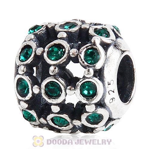 Antique Sterling Silver In the Spotlight Bead with Emerald Austrian Crystal