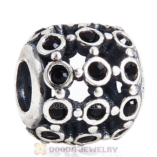 Antique Sterling Silver In the Spotlight Bead with Jet Austrian Crystal