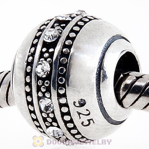 Sterling Silver Fast Lane Bead with Clear Austrian Crystal