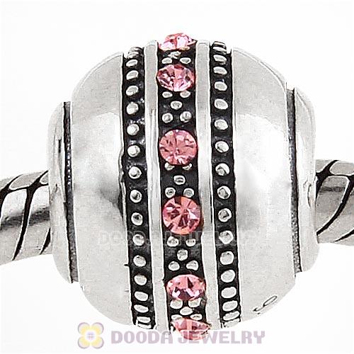 Sterling Silver Fast Lane Bead with Light Rose Austrian Crystal