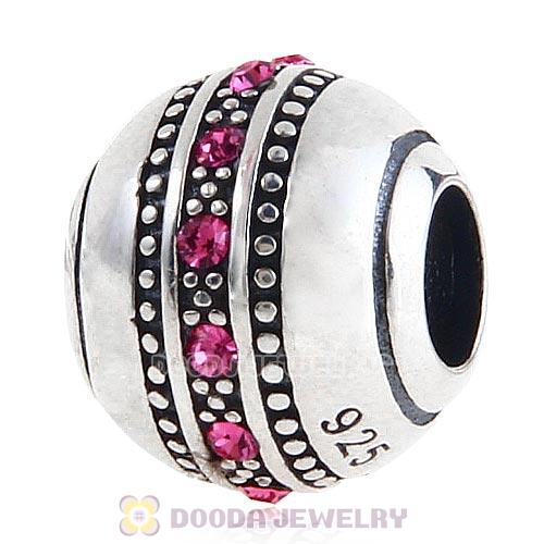 Sterling Silver Fast Lane Bead with Rose Austrian Crystal