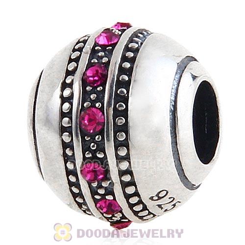 Sterling Silver Fast Lane Bead with Fuchsia Austrian Crystal