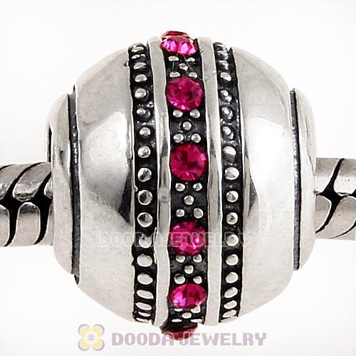 Sterling Silver Fast Lane Bead with Fuchsia Austrian Crystal