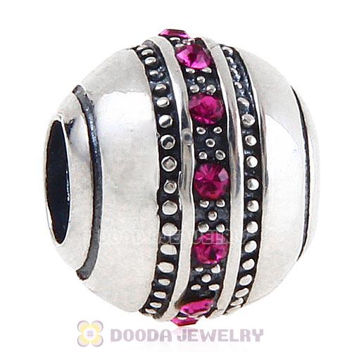 Sterling Silver Fast Lane Bead with Fuchsia Austrian Crystal