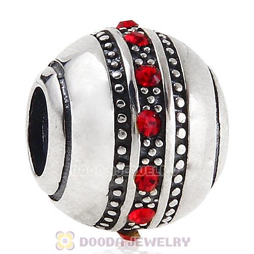 Sterling Silver Fast Lane Bead with Light Siam Austrian Crystal