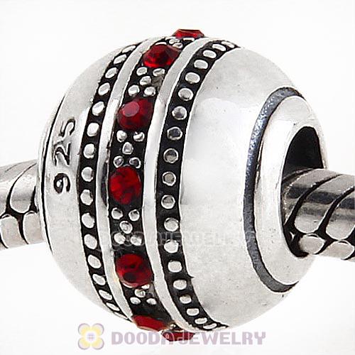 Sterling Silver Fast Lane Bead with Siam Austrian Crystal