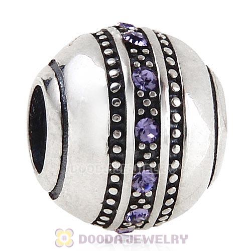 Sterling Silver Fast Lane Bead with Tanzanite Austrian Crystal