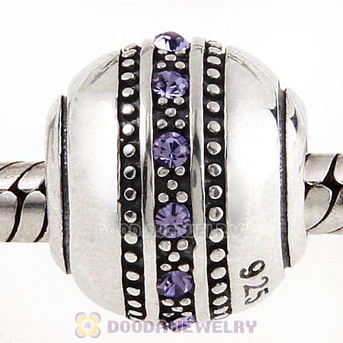 Sterling Silver Fast Lane Bead with Tanzanite Austrian Crystal