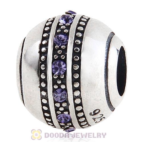 Sterling Silver Fast Lane Bead with Tanzanite Austrian Crystal