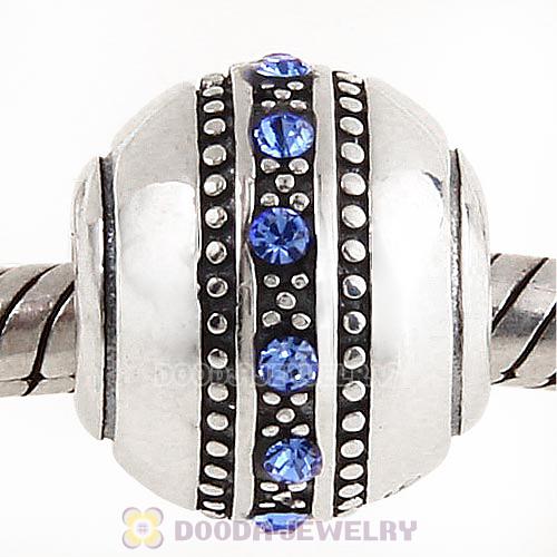 Sterling Silver Fast Lane Bead with Sapphire Austrian Crystal
