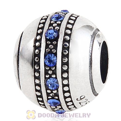 Sterling Silver Fast Lane Bead with Sapphire Austrian Crystal