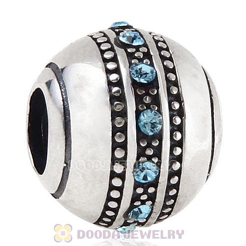 Sterling Silver Fast Lane Bead with Aquamarine Austrian Crystal