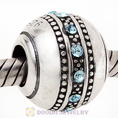 Sterling Silver Fast Lane Bead with Aquamarine Austrian Crystal