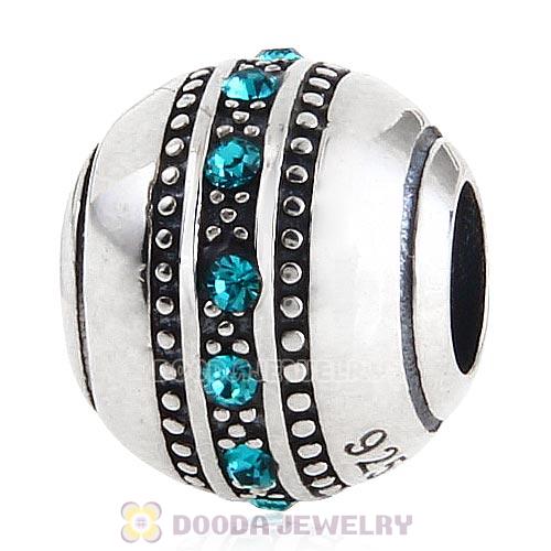 Sterling Silver Fast Lane Bead with Blue Zircon Austrian Crystal
