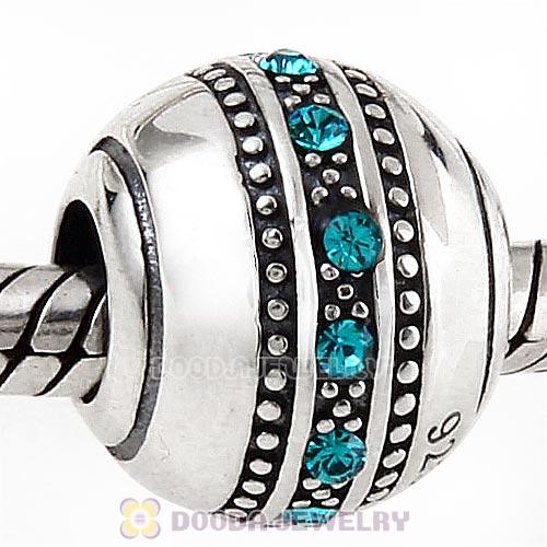 Sterling Silver Fast Lane Bead with Blue Zircon Austrian Crystal