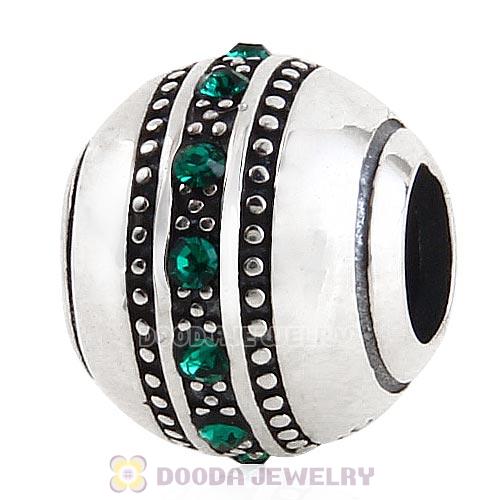 Sterling Silver Fast Lane Bead with Emerald Austrian Crystal