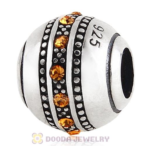 Sterling Silver Fast Lane Bead with Topaz Austrian Crystal