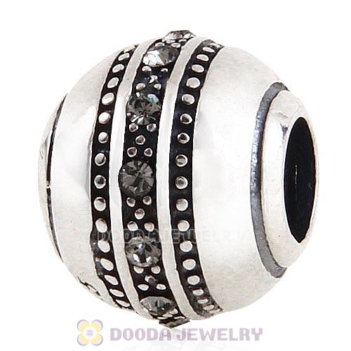 Sterling Silver Fast Lane Bead with Black Diamond Austrian Crystal