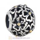 Antique Sterling Silver Gold Plated Evening Floral Charm Beads