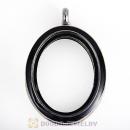 Platinum Plated Alloy Glass Floating Locket Oval Pendant Black Face