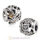 Gold Plated Sterling Silver Family Tree Beads with Clear CZ Stone