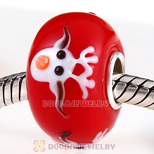 Handmade Christmas sheep Glass Beads in 925 Silver Core