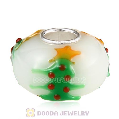 Handmade Christmas tree Glass Beads in 925 Silver Core