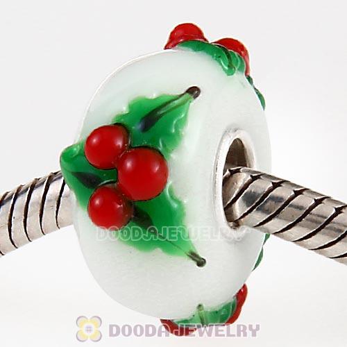 Handmade Christmas tree Glass Beads in 925 Silver Core