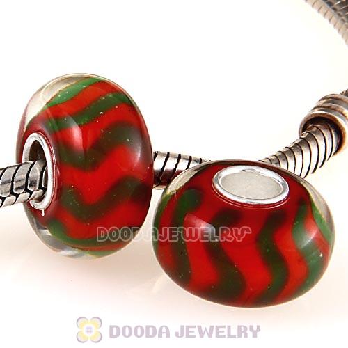 Handmade Christmas Glass Beads in 925 Silver Core