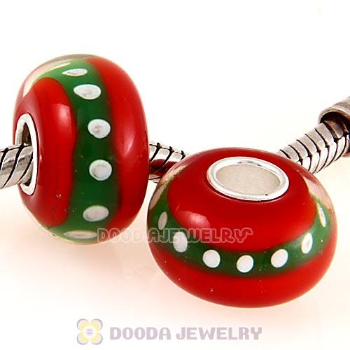 Handmade Christmas Glass Beads in 925 Silver Core