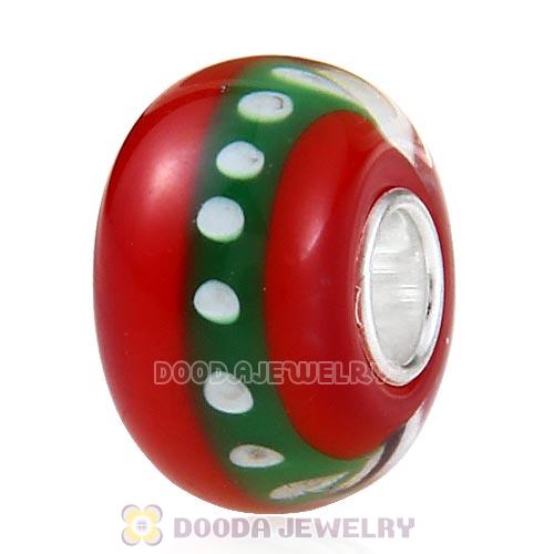 Handmade Christmas Glass Beads in 925 Silver Core