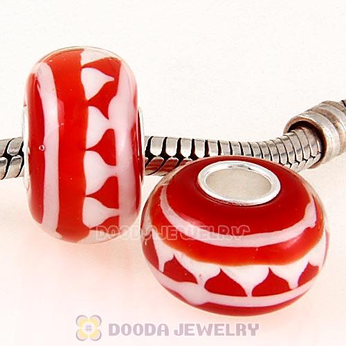 Handmade Christmas Glass Beads in 925 Silver Core