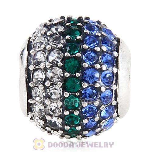 Sterling Silver Pave Lights with White Emerald Sapphire Austrian Crystal Charm