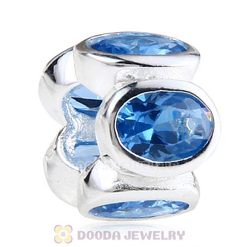 S925 Sterling Silver Charm Jewelry Beads with Blue Stone