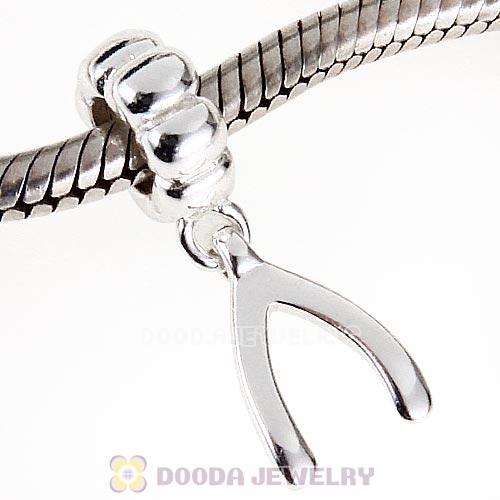 European Style Sterling Silver Dangle Wishbone Charm Beads