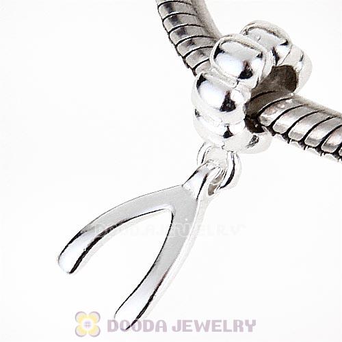 European Style Sterling Silver Dangle Wishbone Charm Beads