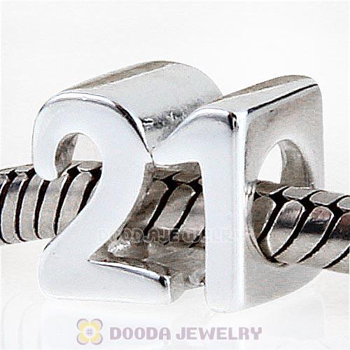 European Sterling Silver Birthday Milestones Number 21 Charm Wholesale