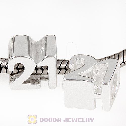 European Sterling Silver Birthday Milestones Number 21 Charm Wholesale