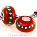 Handmade Christmas Glass Beads in 925 Silver Core