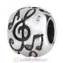 Antique Sterling Silver Music Note Charm Beads European Style