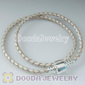 44cm Charm Jewelry Champagne Braided Leather Bracelet
