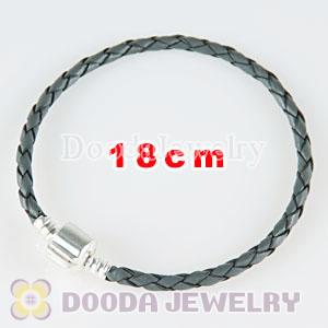 18cm Charm Jewelry Single Gray Braided Leather Bracelet