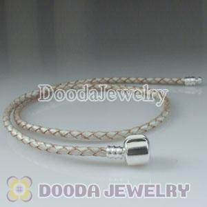 40cm European Style Double Champagne Braided Leather Bracelet