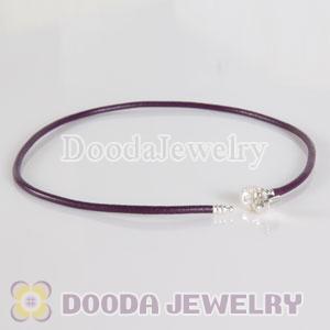 44cm European Slippy Purple Leather Necklace without stamped on Clip