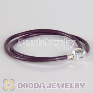38cm Double Slippy Purple Leather Charm Jewelry Bracelet