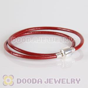 38cm Double Slippy Red Leather Charm Jewelry Bracelet